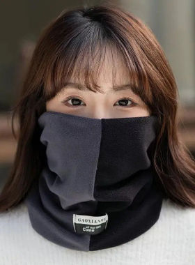 男女拼色脖套保暖护脸防风骑行套头围脖百搭加绒秋冬