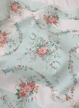 中古甜美复古花卉图案小方巾手帕