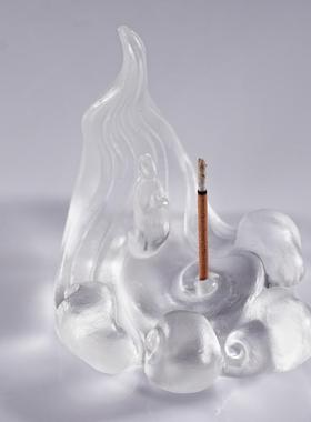 琉璃家用云水香插云朵檀香家居饰品线香底座日式禅意茶道摆件香座