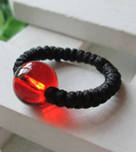 天然黑曜石红玛瑙本命年手编戒子