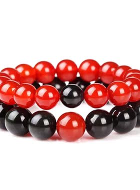 天然黑曜石终生开运招财情侣手链