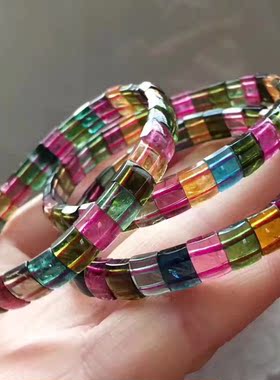 天然招财旺夫时尚风碧玺手排包邮