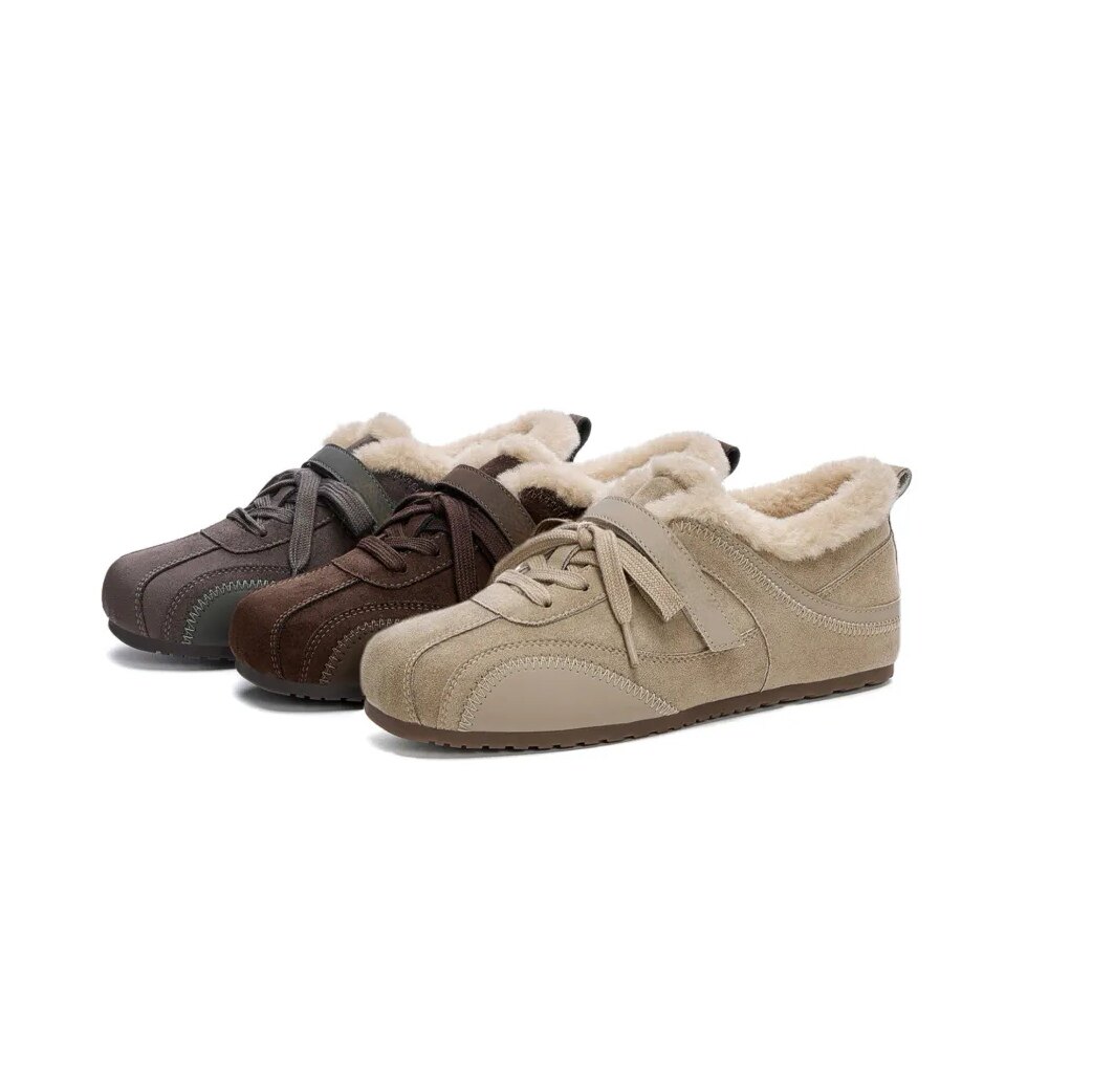 复古加绒德训鞋女冬系带休闲鞋保暖运动毛毛魔术贴厚底内增高棉鞋,淘宝优惠券,粉丝福利购,淘宝优惠卷