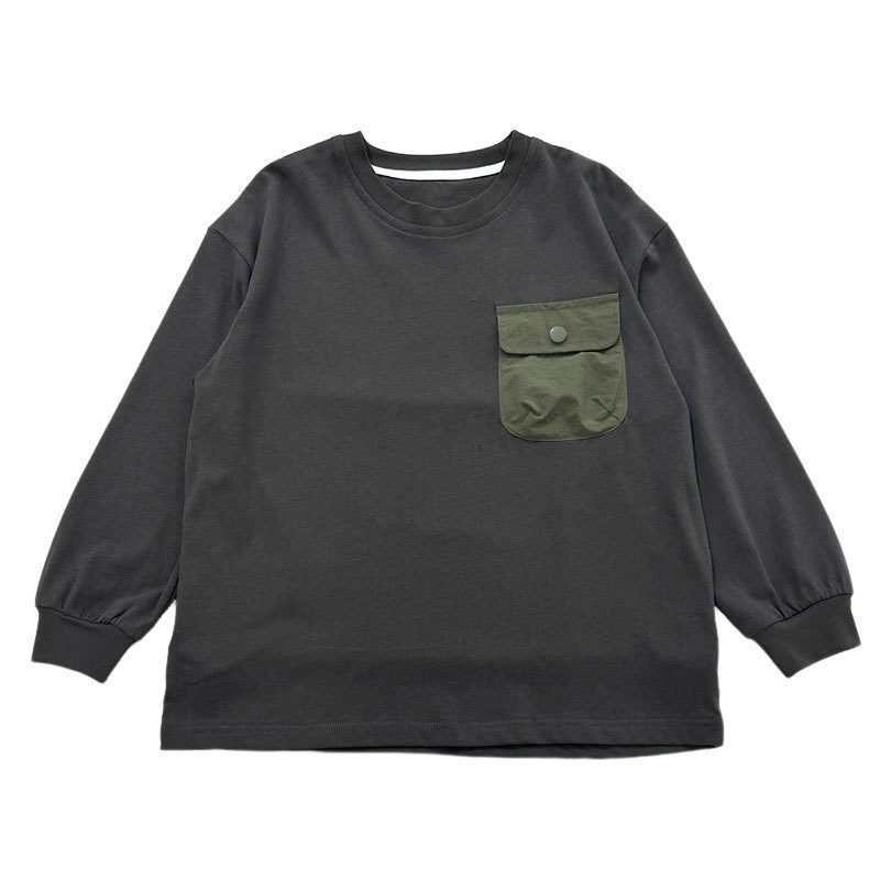 日系拼布假两件户外山系风口袋长袖T恤卫衣 男童秋季圆领拼色上衣,淘宝优惠券,粉丝福利购,淘宝优惠卷