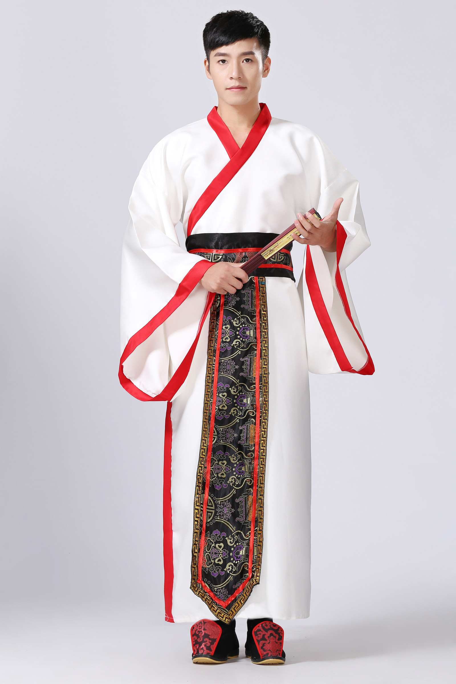 新款古装服装男汉服男士曲裾臣子官服汉朝大臣书生汉服直裾深衣