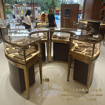 Circular Arc Jewelry Exhibition Cabinet Gold Jade Instrumental Glass Middle Island Cabinet Sector Ring Island Combined Display Case Beijing Custom
