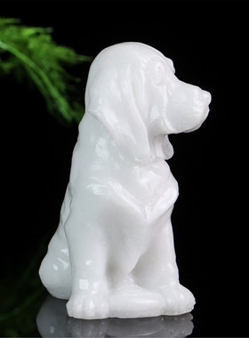 天然白玉狗摆件生肖发财旺财狗