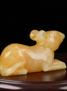 玉石鼠守财纳福摆件十二生肖鼠