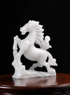 天然玉石摆件马上封侯玉雕工艺品