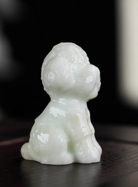 天然白玉石泰迪狗摆件家居客厅办公室玄关桌面装饰品送礼开业礼品
