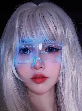 科技led发光眼镜赛博朋克科幻儿童太阳镜蹦迪电音节派对炫酷墨镜