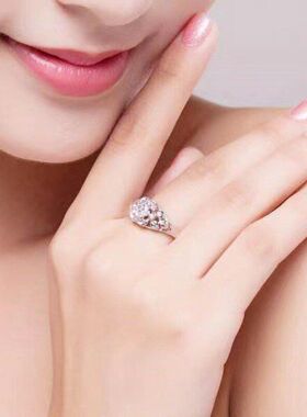 复古素银芙蓉戒指女镀银戒指饰品