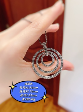 进口925纯银吊坠手工银钨钢钻个性女神款通体纯银泰银工艺圆圈款