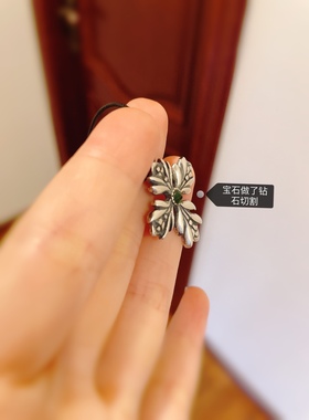 泰国进口手工银素银吊坠925纯银天然绿宝石吊坠情侣吊坠克罗星