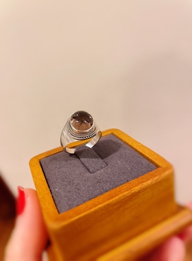 尼泊尔进口手工天然碧玺戒指西瓜碧红碧玺925纯银泰银碧玺戒指