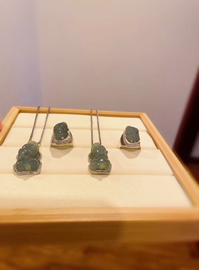 天然A货翡翠貔貅吊坠925纯银复古戒指母亲节礼物大气稳重高端