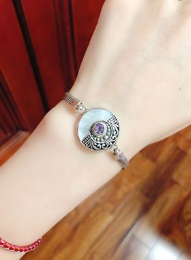 尼泊尔纯银天然百搭礼物手链