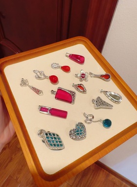 工厂清货925纯银吊坠石榴石红刚玉朱砂红海洋之心蓝色个性灰绿