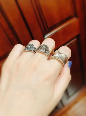 手工纯银百搭复古孔雀女戒