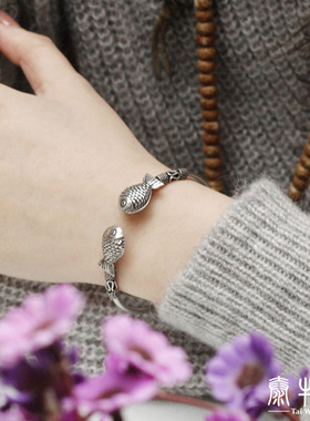 泰国饰品清迈风复古开口做旧手镯