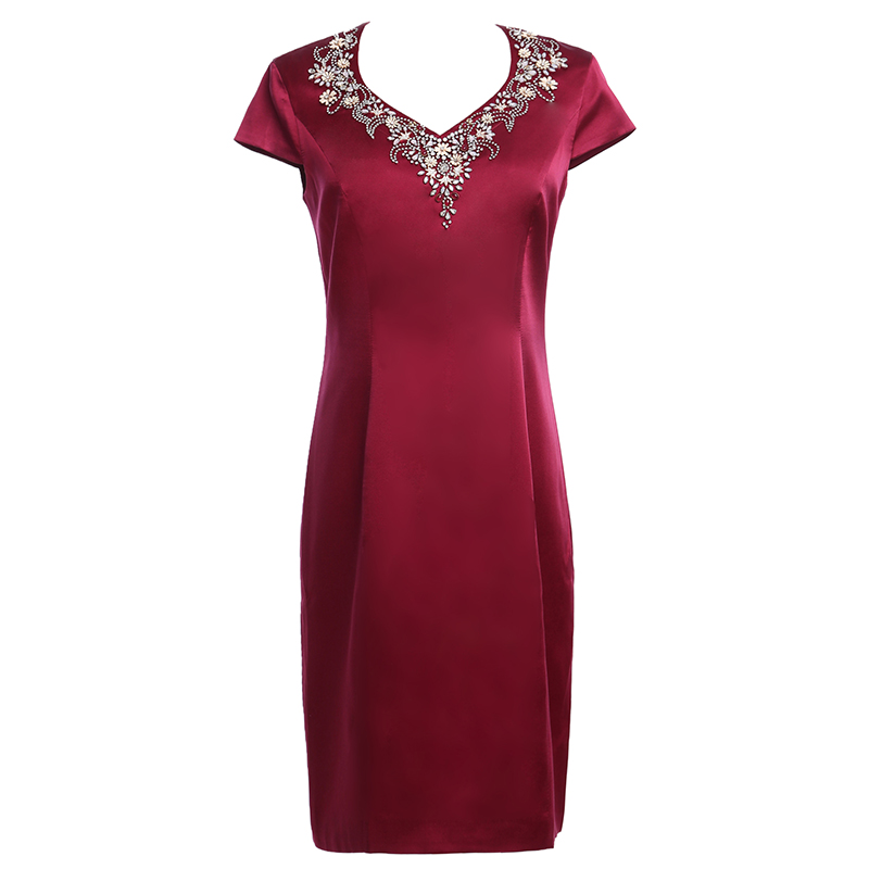 重磅真丝连衣裙2018夏杭州桑蚕丝优雅中裙婚