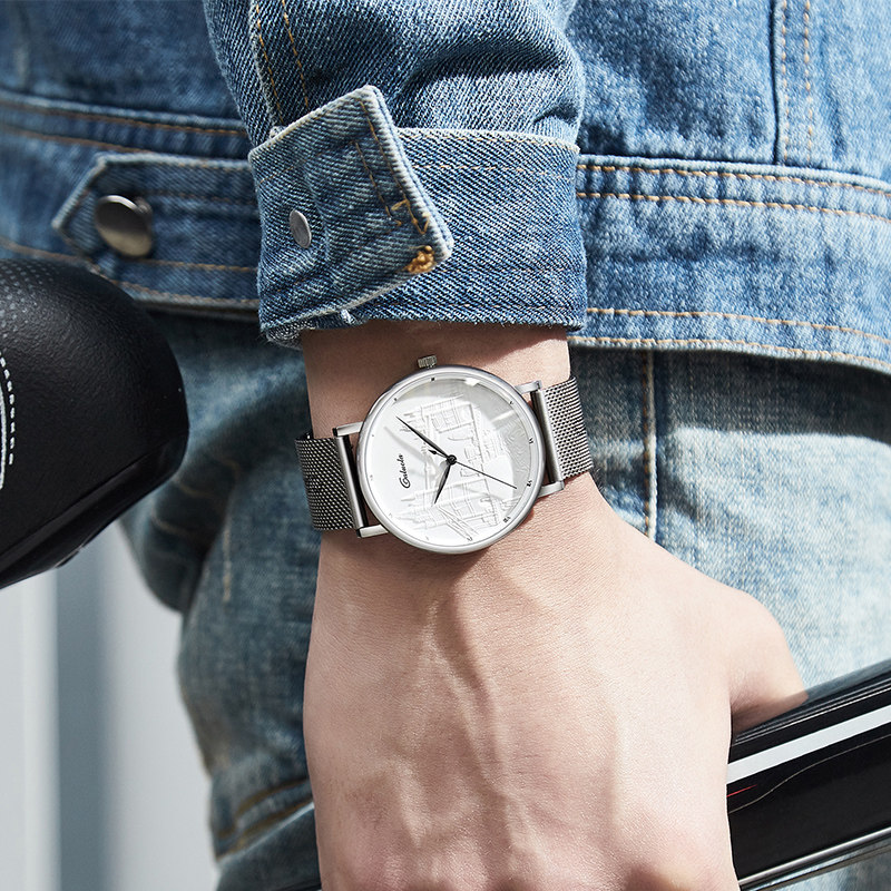 卡罗莱超薄皮带潮流十大学生男表 caluola贝安加国产腕表