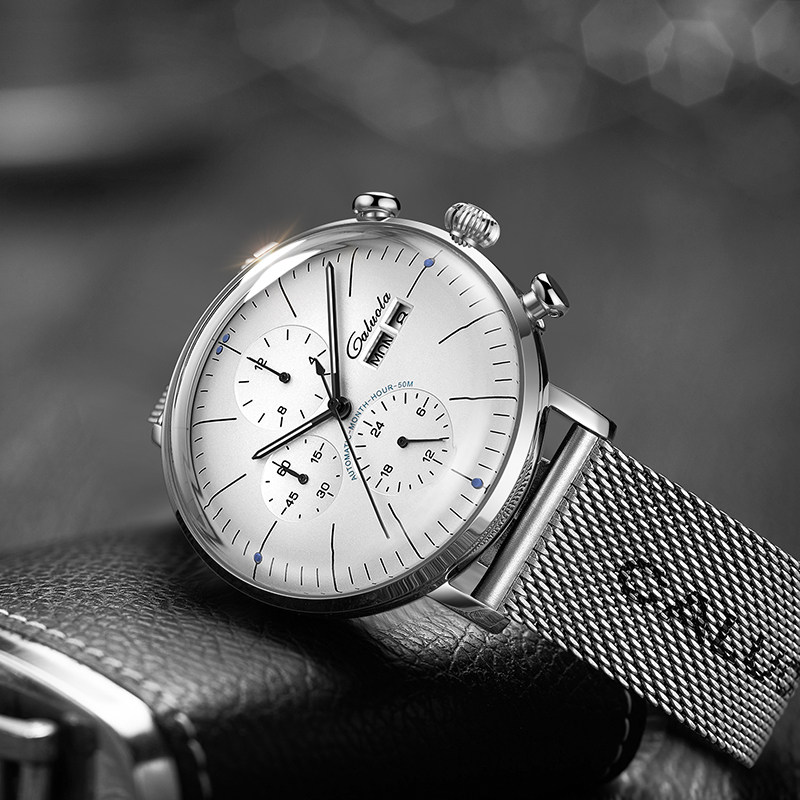 卡罗莱全自动钢带皮带时尚机械表 caluola贝安加国产腕表