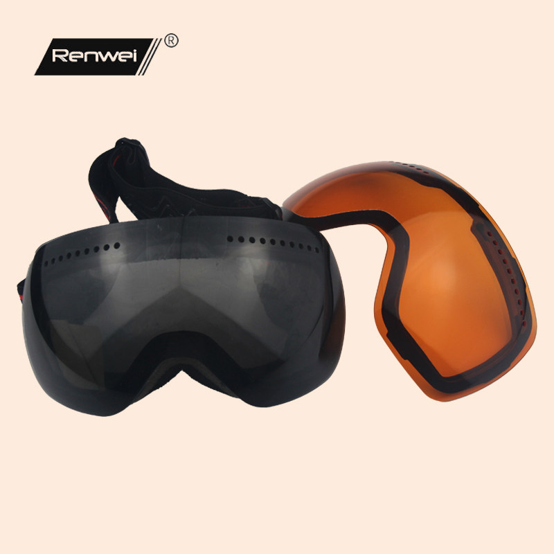 滑雪男女双层防雾无边框大滑雪镜 仁威滑雪镜
