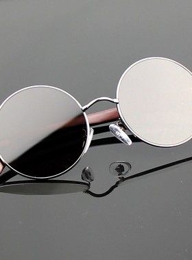 水晶石头太阳镜男圆框太子眼镜时尚墨镜潮防太阳光养目护目眼睛