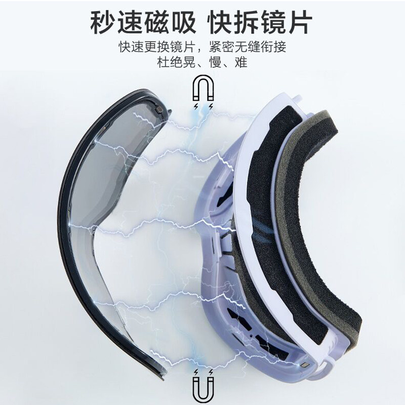 滑雪女成人磁吸双层防雾防爆滑雪镜 仁威滑雪镜