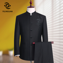 Zhongshan clothing suit mens youth Zhonghua Lidos suit in Chinese style groom gown Chinese Wind Tang Costume Fall