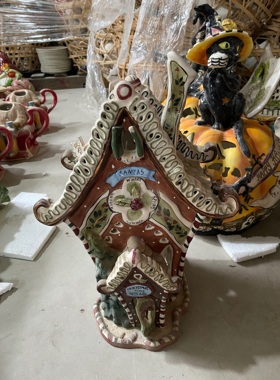 瑕疵Bluesky布鲁瓷陶瓷摆件烛台金丝熊仓鼠窝壶车万圣节出口单