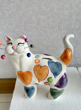 陶瓷猫摆件家居装饰品客厅电视柜酒柜摆设创意礼品布鲁瓷设计师款