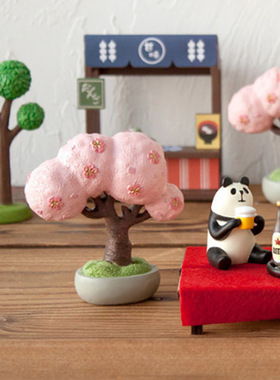 日式风粉色樱花树女生闺蜜摆件