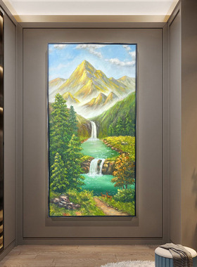 金山聚福玄关装饰画纯手绘风景画