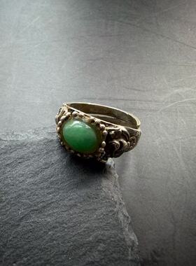 月末魔羯。老银饰。|原汁原味| 老银镶老翡翠戒。戒指