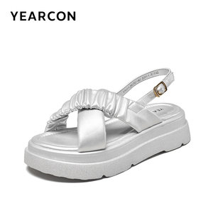 意尔康女鞋夏季休闲罗马凉鞋外穿厚底沙滩鞋海边度假软底配裙子