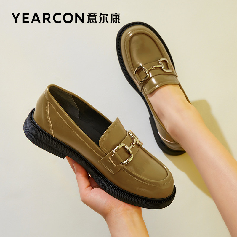 意尔康2022新款女士英伦风小皮鞋 意尔康皮鞋单鞋