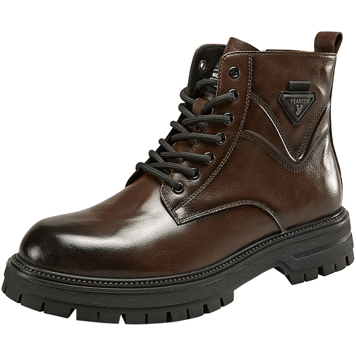 意尔康男鞋冬季男士加绒真皮马丁靴英伦风短靴户外休闲皮鞋工装靴 - 图3