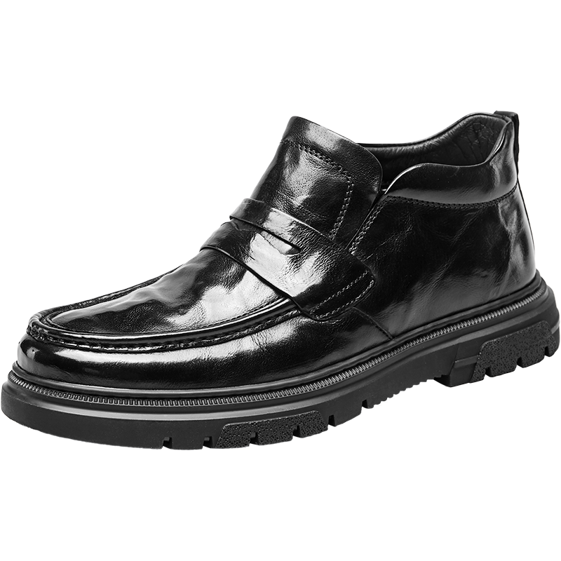 意尔康男鞋冬秋季真皮商务休闲皮鞋男士软底舒适一脚蹬中帮爸爸鞋,淘宝优惠券,粉丝福利购,淘宝优惠卷