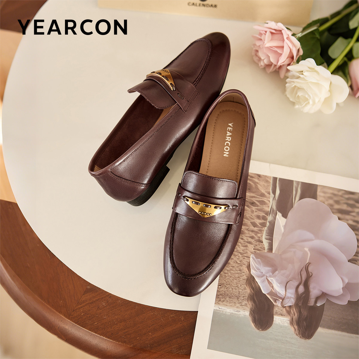 意尔康女鞋2026春季真皮乐福鞋英伦风小皮鞋低跟通勤单鞋配裙子,淘宝优惠券,粉丝福利购,淘宝优惠卷