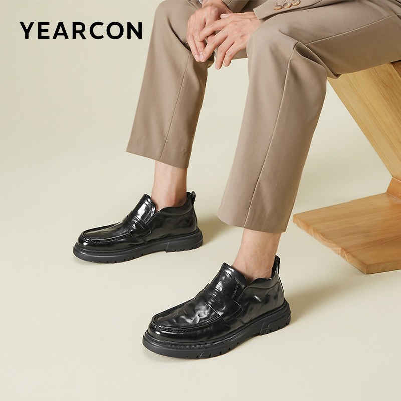 意尔康男鞋冬秋季真皮商务休闲皮鞋男士软底舒适一脚蹬中帮爸爸鞋,淘宝优惠券,粉丝福利购,淘宝优惠卷