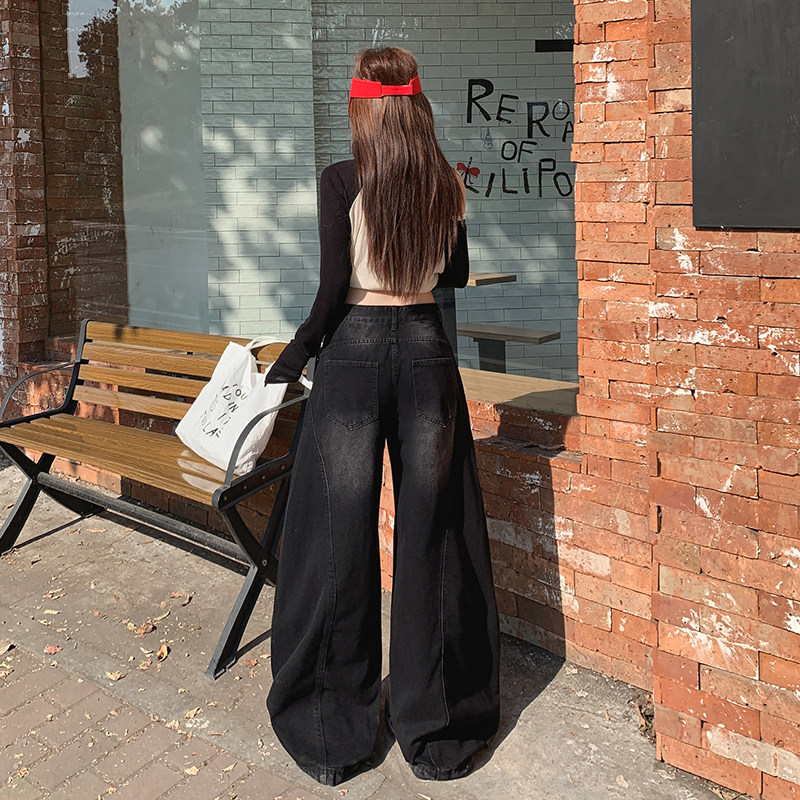 妈个鸡妈MGJM美式复古宽松垂感拖地阔腿裤解构弯刀裤牛仔裤男女潮,淘宝优惠券,粉丝福利购,淘宝优惠卷