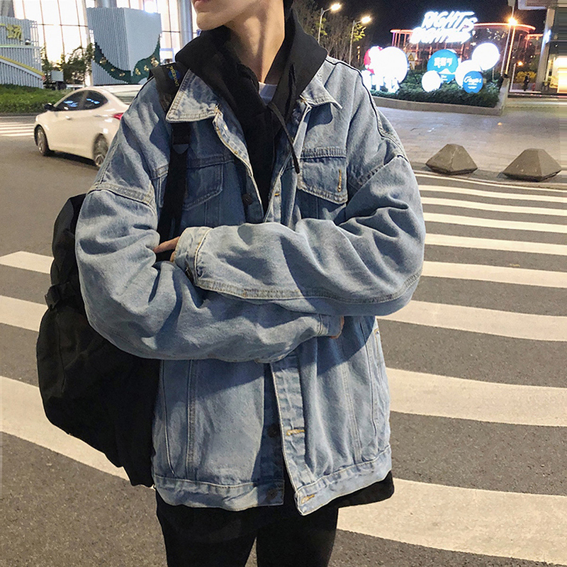 秋冬男士牛仔夹克韩版潮流工装青少年港风宽松 上衣休闲百搭外套 bf 秋冬男士牛仔夹克韩版潮流工装青少年港风宽松 上衣休闲百搭外套 bf