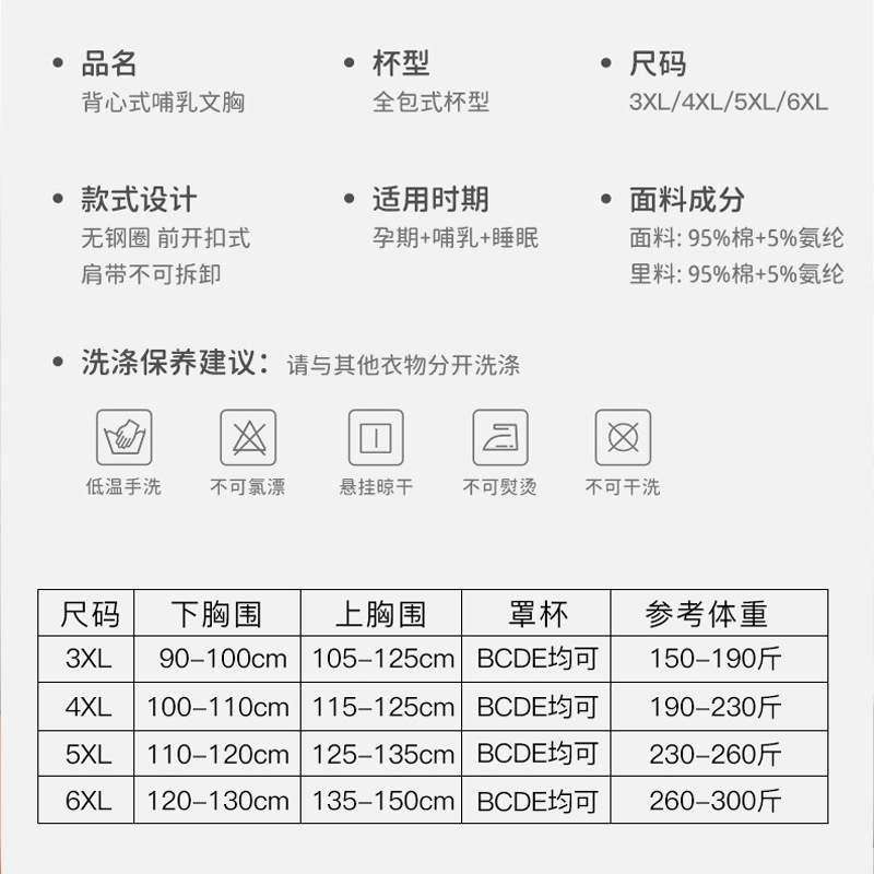 超大码哺乳文胸220斤喂奶大罩杯背心产后加肥加大孕妇内衣特大号