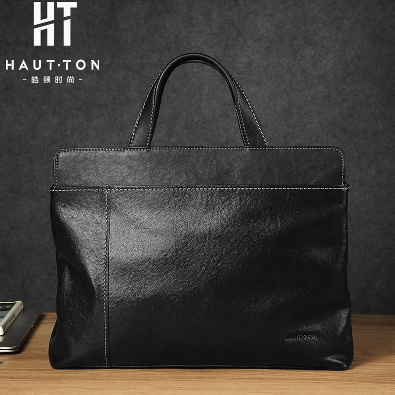 皓顿手提包男真皮商务公文包牛皮 皓顿尚惠男士包袋