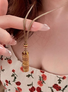 金店同款如意香囊福牌花丝随身金佛八宝罗盘中式国潮风锁骨项链