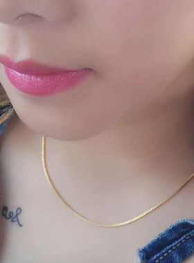 银衡仿14K项链女链子锁骨链镀黄金色仿18k链条裸链子加长链不掉色