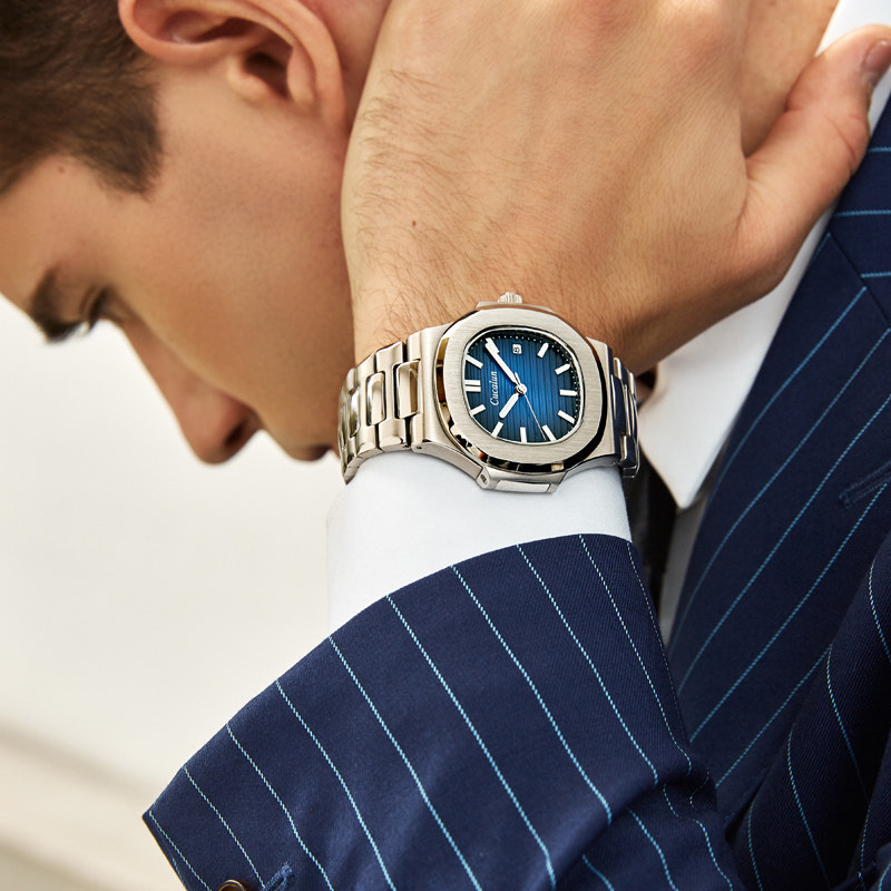 正品精钢防水自动方形夜光机械表 古卡伦国产腕表