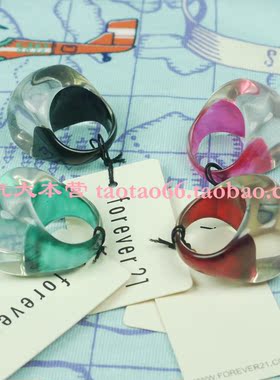 欧美风饰品珠光粉黑色夸张指环